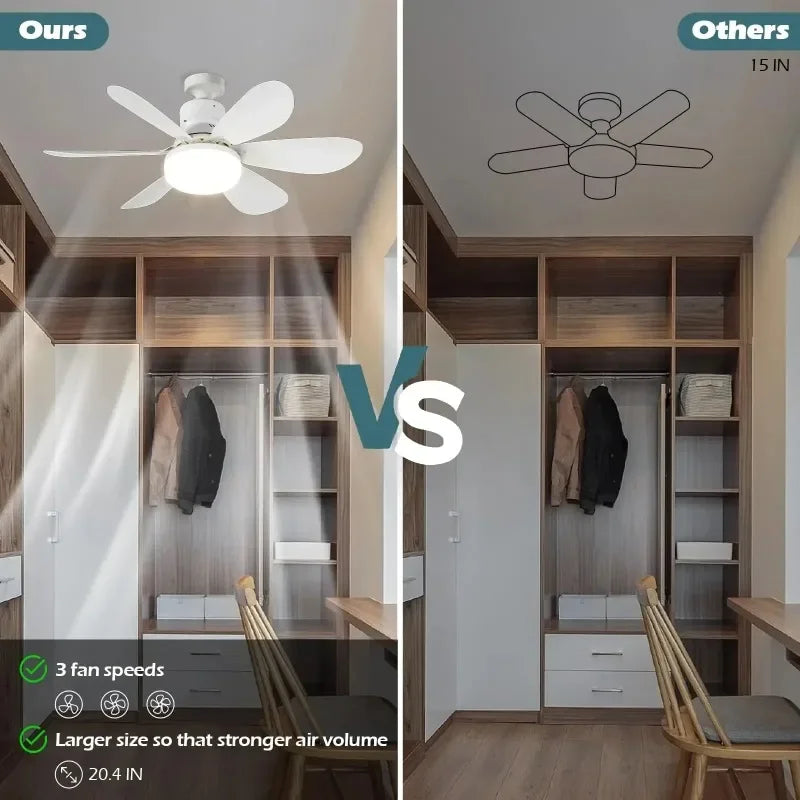 Ventilateur de Plafond LED 30W E27 Avec Télécommande pour Variateur d'Intensité, Adapté au Salon, au Bureau et à un Usage Domestique 85-265V